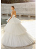 Chic Strapless Satin Pleated Tulle Layered Wedding Dress
